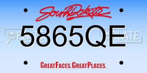 5865QE South Dakota License Plate