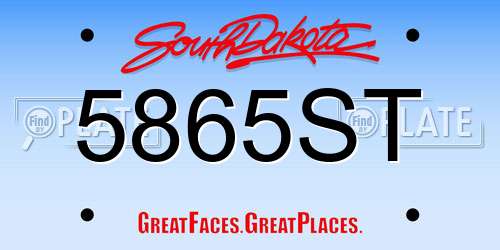 5865ST South Dakota License Plate