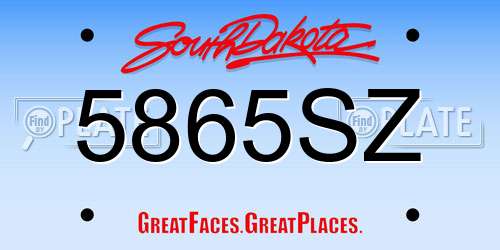5865SZ South Dakota License Plate