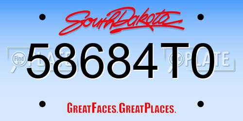 58684T0 South Dakota License Plate