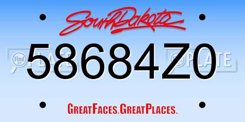 58684Z0 South Dakota License Plate