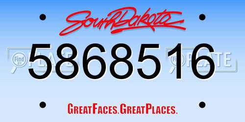 5868516 South Dakota License Plate