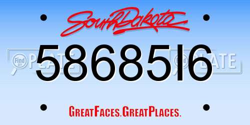 58685I6 South Dakota License Plate