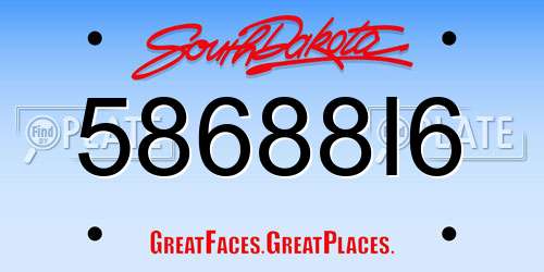 58688I6 South Dakota License Plate
