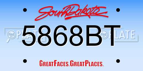5868BT South Dakota License Plate