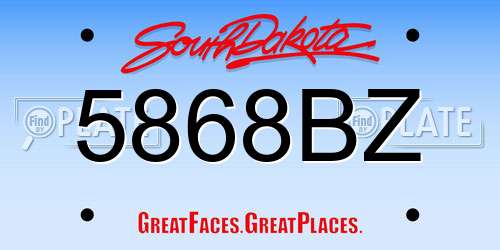 5868BZ South Dakota License Plate