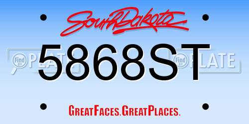 5868ST South Dakota License Plate