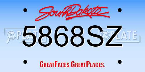 5868SZ South Dakota License Plate