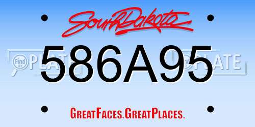 586A95 South Dakota License Plate