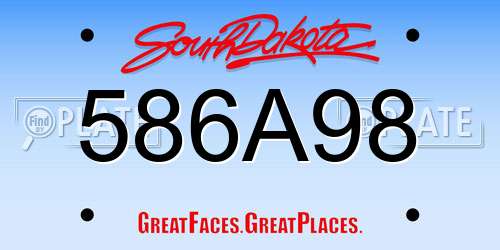 586A98 South Dakota License Plate