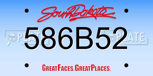 586B52 South Dakota License Plate