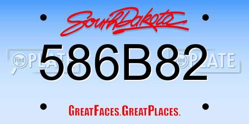 586B82 South Dakota License Plate