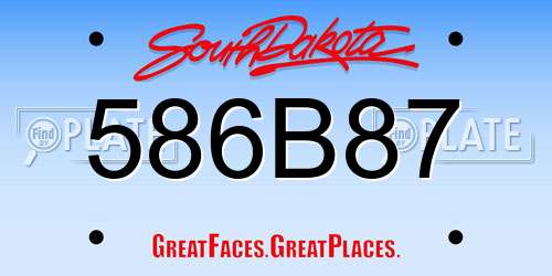 586B87 South Dakota License Plate