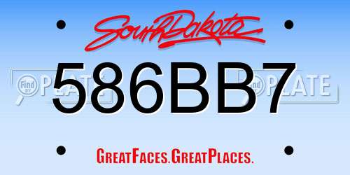 586BB7 South Dakota License Plate