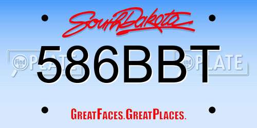 586BBT South Dakota License Plate