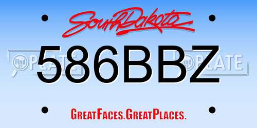 586BBZ South Dakota License Plate