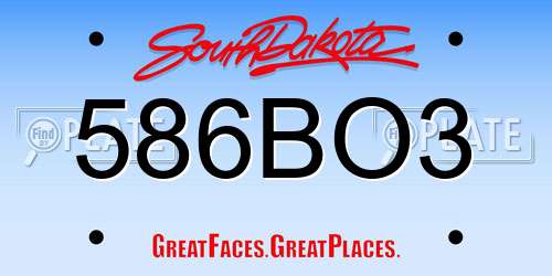 586BO3 South Dakota License Plate