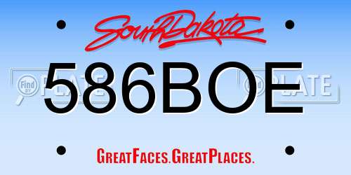 586BOE South Dakota License Plate