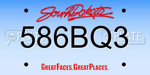 586BQ3 South Dakota License Plate