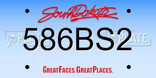 586BS2 South Dakota License Plate