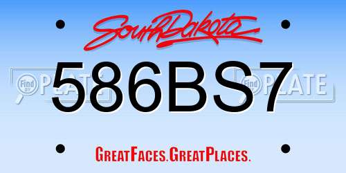 586BS7 South Dakota License Plate