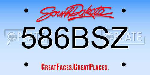 586BSZ South Dakota License Plate