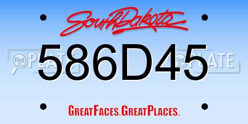 586D45 South Dakota License Plate