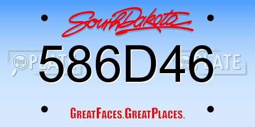 586D46 South Dakota License Plate