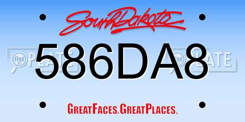 586DA8 South Dakota License Plate