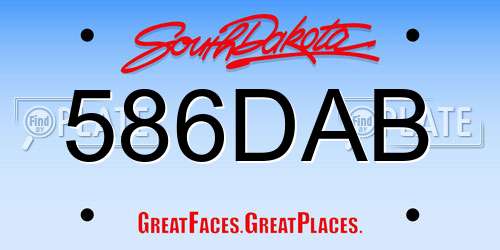 586DAB South Dakota License Plate