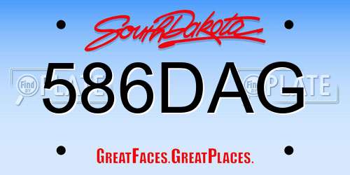 586DAG South Dakota License Plate