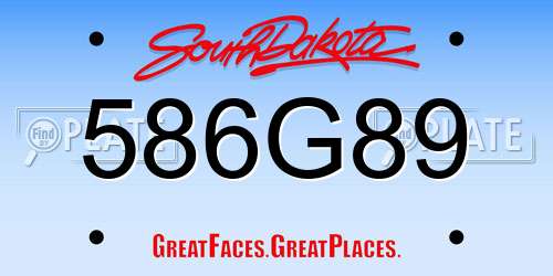 586G89 South Dakota License Plate