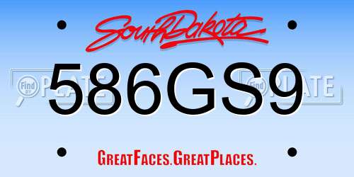 586GS9 South Dakota License Plate