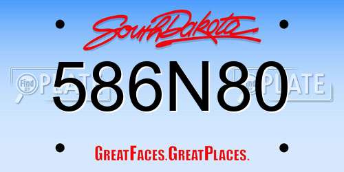 586N80 South Dakota License Plate