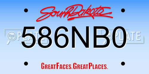 586NB0 South Dakota License Plate