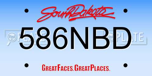 586NBD South Dakota License Plate