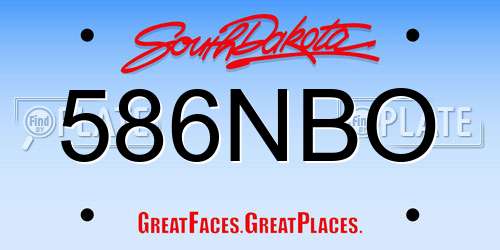 586NBO South Dakota License Plate