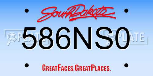 586NS0 South Dakota License Plate