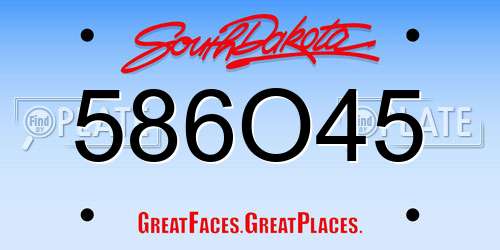 586O45 South Dakota License Plate