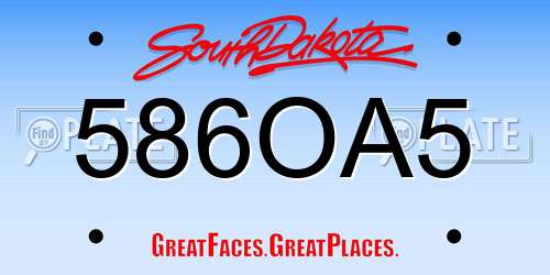 586OA5 South Dakota License Plate