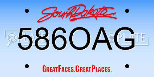 586OAG South Dakota License Plate