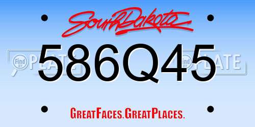 586Q45 South Dakota License Plate