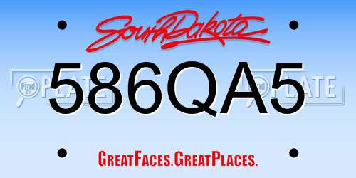586QA5 South Dakota License Plate