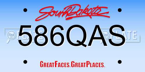 586QAS South Dakota License Plate