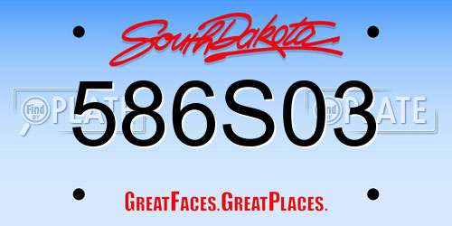 586S03 South Dakota License Plate