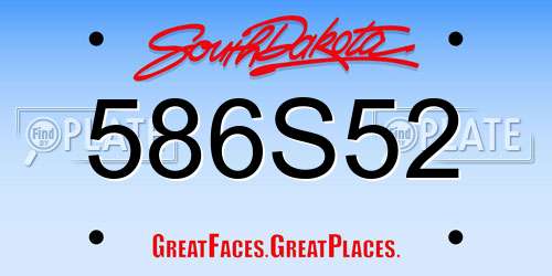 586S52 South Dakota License Plate