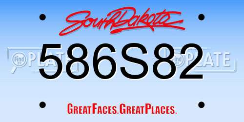 586S82 South Dakota License Plate