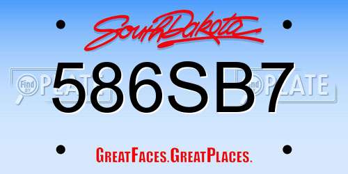 586SB7 South Dakota License Plate