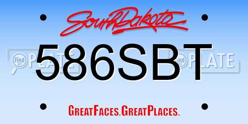 586SBT South Dakota License Plate