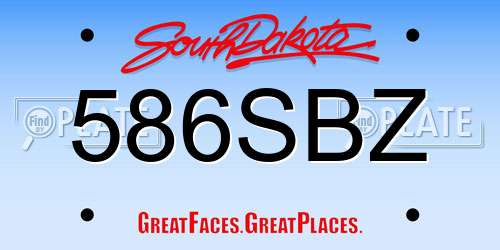 586SBZ South Dakota License Plate